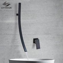 Load image into Gallery viewer, Black/Chrome/Brushed Bathtub Faucet Mixer Basin Tap Shower Waterfall Long Spout Tub Bathroom Faucet Hot And Cold Water Mixer