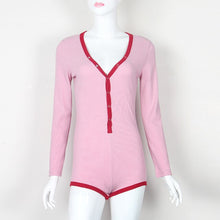 Load image into Gallery viewer, Solid Pachwork Jumpsuit Slim Cotton Femme Buttons Body Top Button Up V Neck Bodysuit 2020 Casual Women Sexy Bodycon Romper M0598