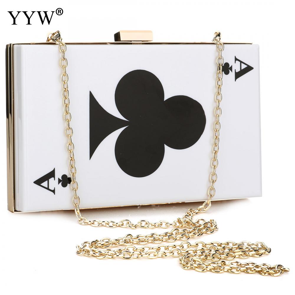 YYW Poker Shape White Acrylic Clutch Bag