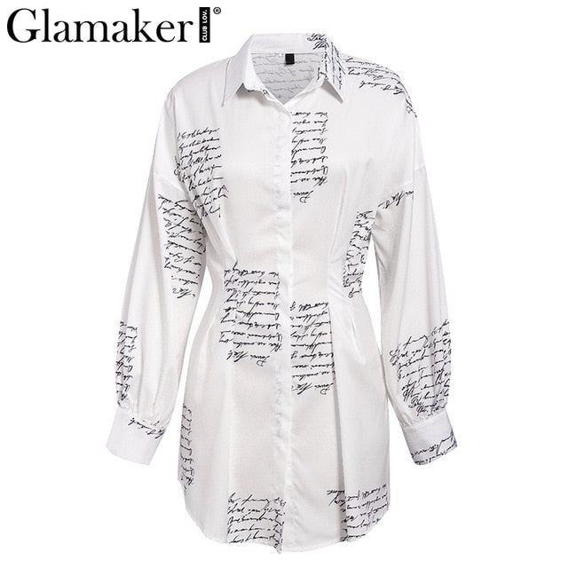 Letter print sexy mini short shirt dress