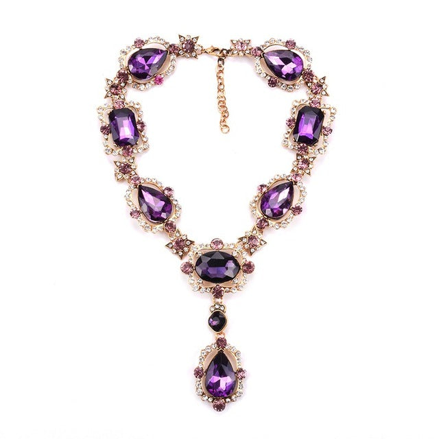 Fashion Necklace Luxury Geometric Square Glass