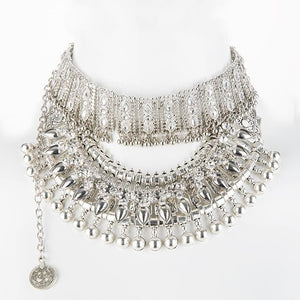 Collar Coin Necklace & Pendant Vintage Crystal