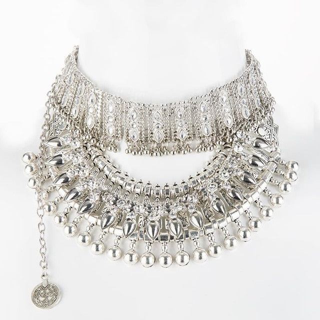 Collar Coin Necklace & Pendant Vintage Crystal