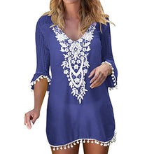 Load image into Gallery viewer, Summer Swimwear Lace Patchwork Hollow Beach Dress
