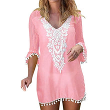 Load image into Gallery viewer, Summer Swimwear Lace Patchwork Hollow Beach Dress
