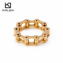 Load image into Gallery viewer, KALEN Stainless Steel Gold Motorcycle Chain Rings For Men
