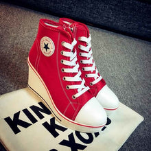 Load image into Gallery viewer, Canvas Shoes Wedges Platform Sneakers 8cm Heels
