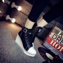 Load image into Gallery viewer, Canvas Shoes Wedges Platform Sneakers 8cm Heels
