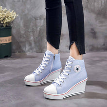 Load image into Gallery viewer, Canvas Shoes Wedges Platform Sneakers 8cm Heels
