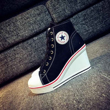 Load image into Gallery viewer, Canvas Shoes Wedges Platform Sneakers 8cm Heels
