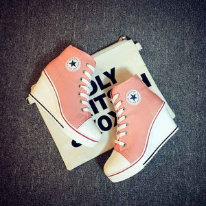 Canvas Shoes Wedges Platform Sneakers 8cm Heels
