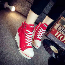 Load image into Gallery viewer, Canvas Shoes Wedges Platform Sneakers 8cm Heels

