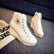 Load image into Gallery viewer, Canvas Shoes Wedges Platform Sneakers 8cm Heels
