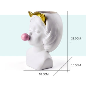 Cute Girl Bubble Gum Decoration Vase