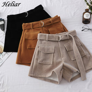 High Waist Wool Shorts