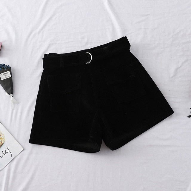 High Waist Wool Shorts