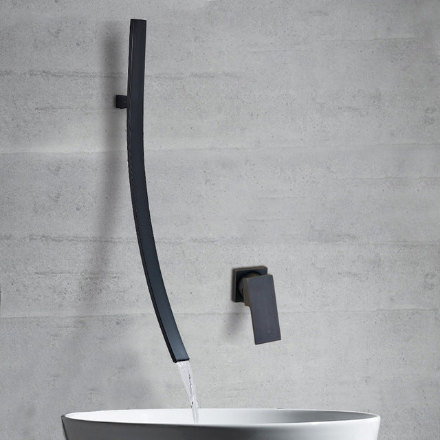 Black/Chrome/Brushed Bathtub Faucet Mixer Basin Tap Shower Waterfall Long Spout Tub Bathroom Faucet Hot And Cold Water Mixer