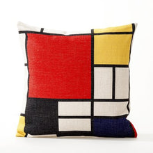 Load image into Gallery viewer, Mondrian Geometry Pillow Cover Blue Red
