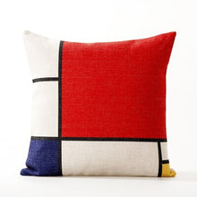 Load image into Gallery viewer, Mondrian Geometry Pillow Cover Blue Red
