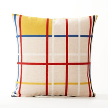 Load image into Gallery viewer, Mondrian Geometry Pillow Cover Blue Red
