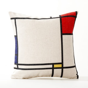 Mondrian Geometry Pillow Cover Blue Red