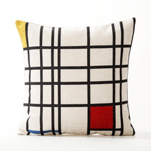 Load image into Gallery viewer, Mondrian Geometry Pillow Cover Blue Red
