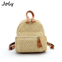 Load image into Gallery viewer, Fashion Mini Straw Designer Women Backpack Teen Shoulder Travel Bohemian Bag Elegant Simple Weave Hollow Beach Satchel Schoolbag
