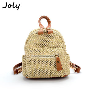Fashion Mini Straw Designer Women Backpack Teen Shoulder Travel Bohemian Bag Elegant Simple Weave Hollow Beach Satchel Schoolbag