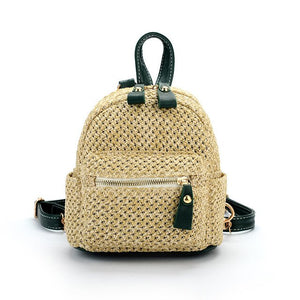 Fashion Mini Straw Designer Women Backpack Teen Shoulder Travel Bohemian Bag Elegant Simple Weave Hollow Beach Satchel Schoolbag