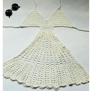 Handmade Crochet Deep V Neck Backless Dress