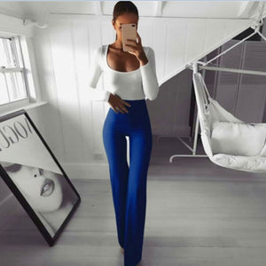 Wide Leg Stretch Flared Trousers Bell-bottom Pants