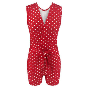 Casual Jumpsuit Summer Sexy Wave Point Sleeveless V-Neck