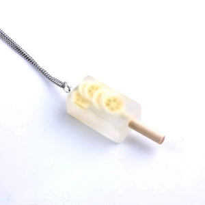 Handmade Resin Popsicle Fruit Pendant Necklace for Women