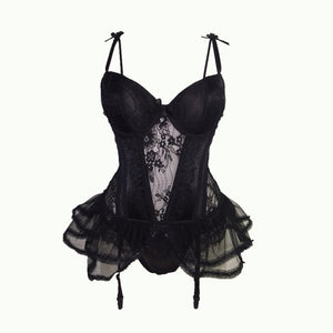 Chest Gather Sexy Corsets and Bustiers Lingerie Sexy Floral Lace Bustiers Charming Strappy Transparent Underwear Women