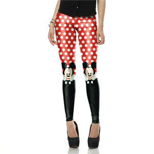 [Youre My Secret] New Arrival Cute Mini Mouse Red Dot Printed Sexy Slim Fitness Ankle Knee Length Leggings For Women