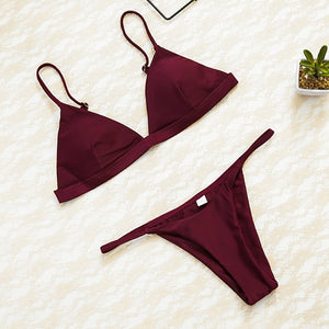 Micro Bikini Solid Beach Brazilian Thong