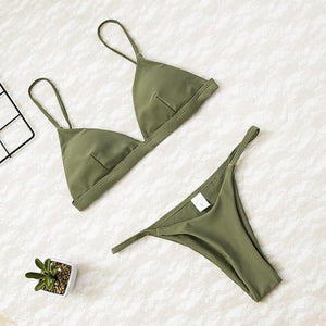 Micro Bikini Solid Beach Brazilian Thong