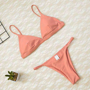 Micro Bikini Solid Beach Brazilian Thong