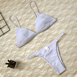 Micro Bikini Solid Beach Brazilian Thong