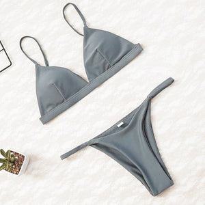 Micro Bikini Solid Beach Brazilian Thong