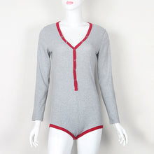 Load image into Gallery viewer, Solid Pachwork Jumpsuit Slim Cotton Femme Buttons Body Top Button Up V Neck Bodysuit 2020 Casual Women Sexy Bodycon Romper M0598
