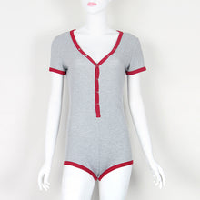 Load image into Gallery viewer, Solid Pachwork Jumpsuit Slim Cotton Femme Buttons Body Top Button Up V Neck Bodysuit 2020 Casual Women Sexy Bodycon Romper M0598

