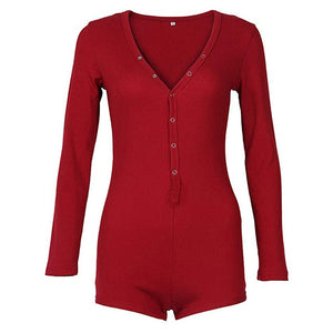 Solid Pachwork Jumpsuit Slim Cotton Femme Buttons Body Top Button Up V Neck Bodysuit 2020 Casual Women Sexy Bodycon Romper M0598