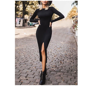 Split Maxi Dresses Long Sleeve Dress