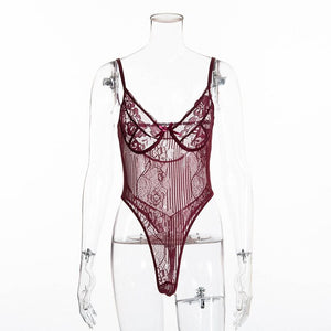 Lace Bodysuit Floral Embroidery