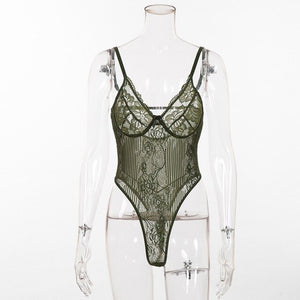 Lace Bodysuit Floral Embroidery