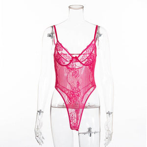 Lace Bodysuit Floral Embroidery