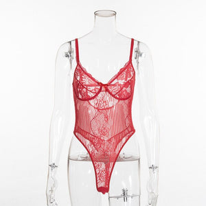 Lace Bodysuit Floral Embroidery