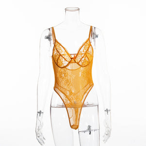 Lace Bodysuit Floral Embroidery