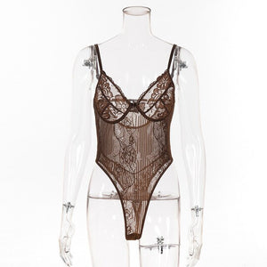 Lace Bodysuit Floral Embroidery